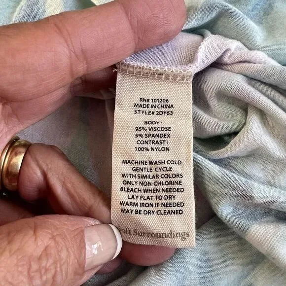 Soft Surroundings Floral Jersey Maxi Dress Womens M Blue Short Sleeve V Neck - Picture 8 of 10